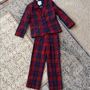 Janie and Jack Navy and Red Plaid Blazer